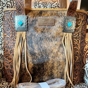 New Wrangler Conceal Carry  Crossbody Bag Leather Cowhide Boho Western Design